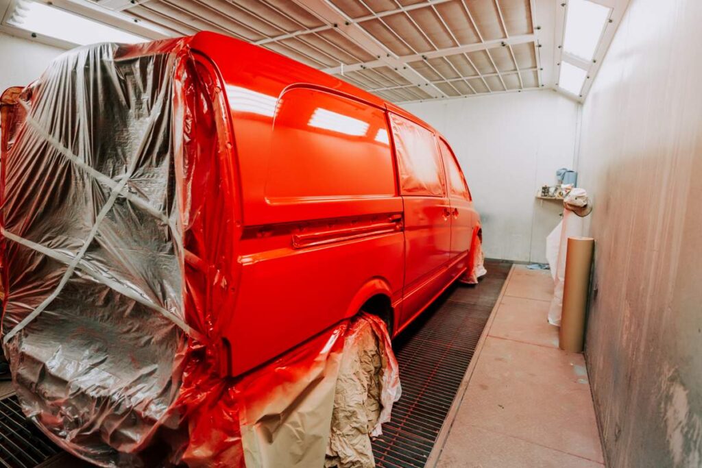 red van in paint booth car workshop details pain 2021 08 27 08 37 10 utc 1
