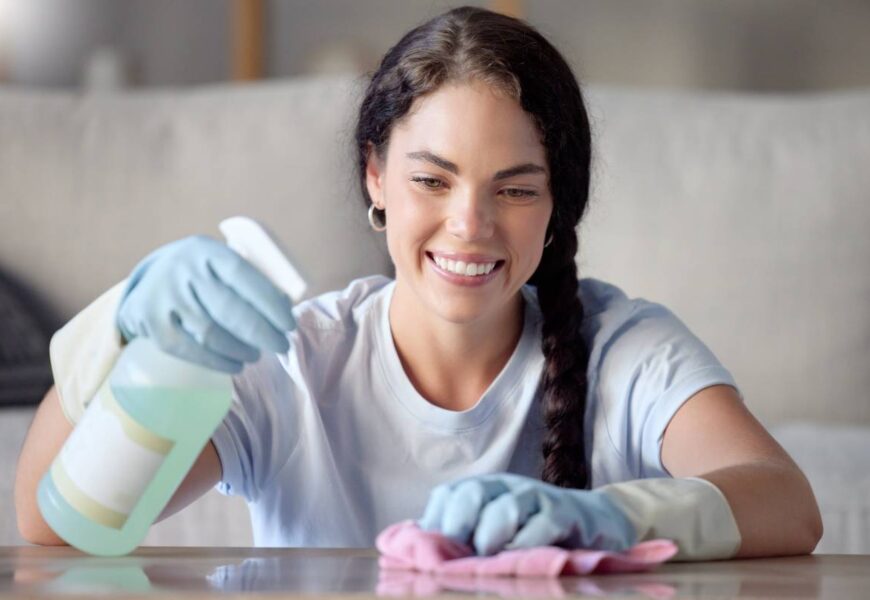 cleaning nanny and woman spray a table surface to 2025 04 06 09 22 56 utc 1